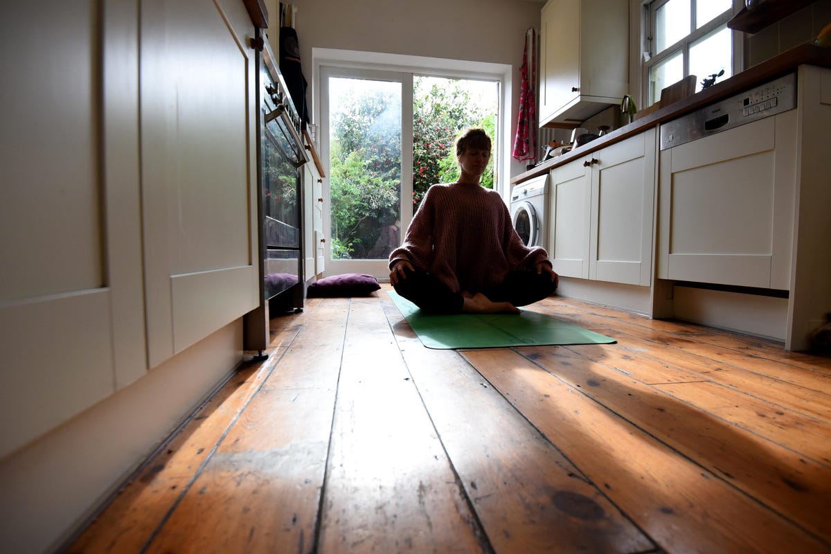 Doing yoga at home