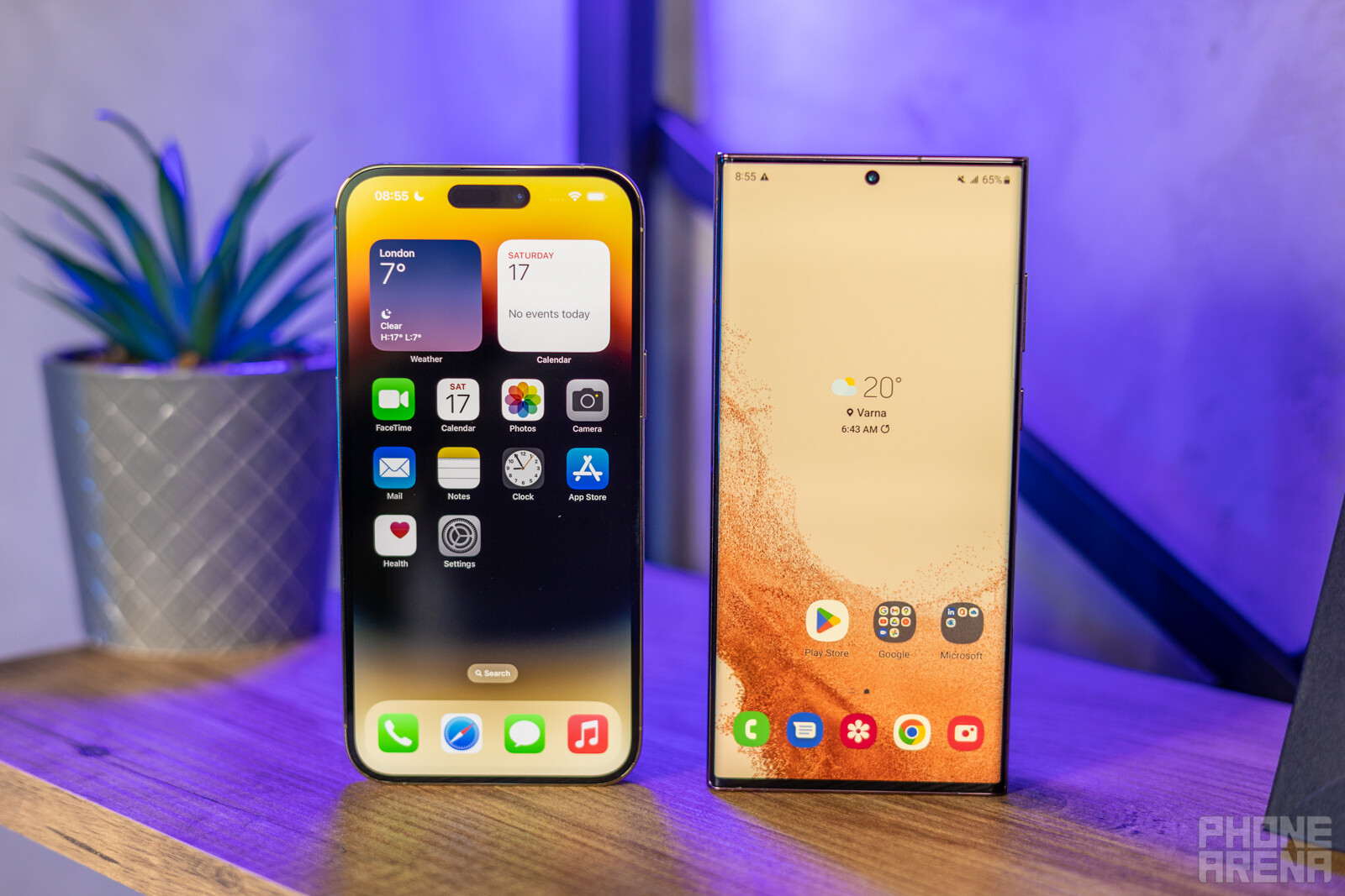 (Image Credit - PhoneArena) iPhone 14 Pro Max vs Galaxy S22 Ultra design - iPhone 14 Pro Max vs Samsung Galaxy S22 Ultra: main differences